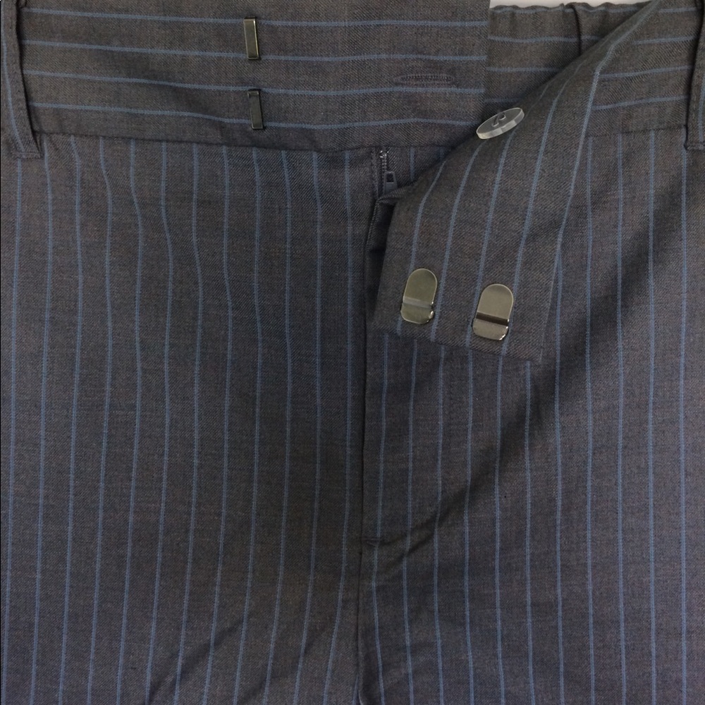 Duo Maternity Pants Women's Size Medium Gray Blue Pinstripes Stretch - Picture 2 of 5